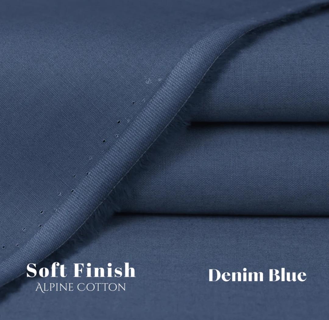 Men's Denim Blue Cotton Suit